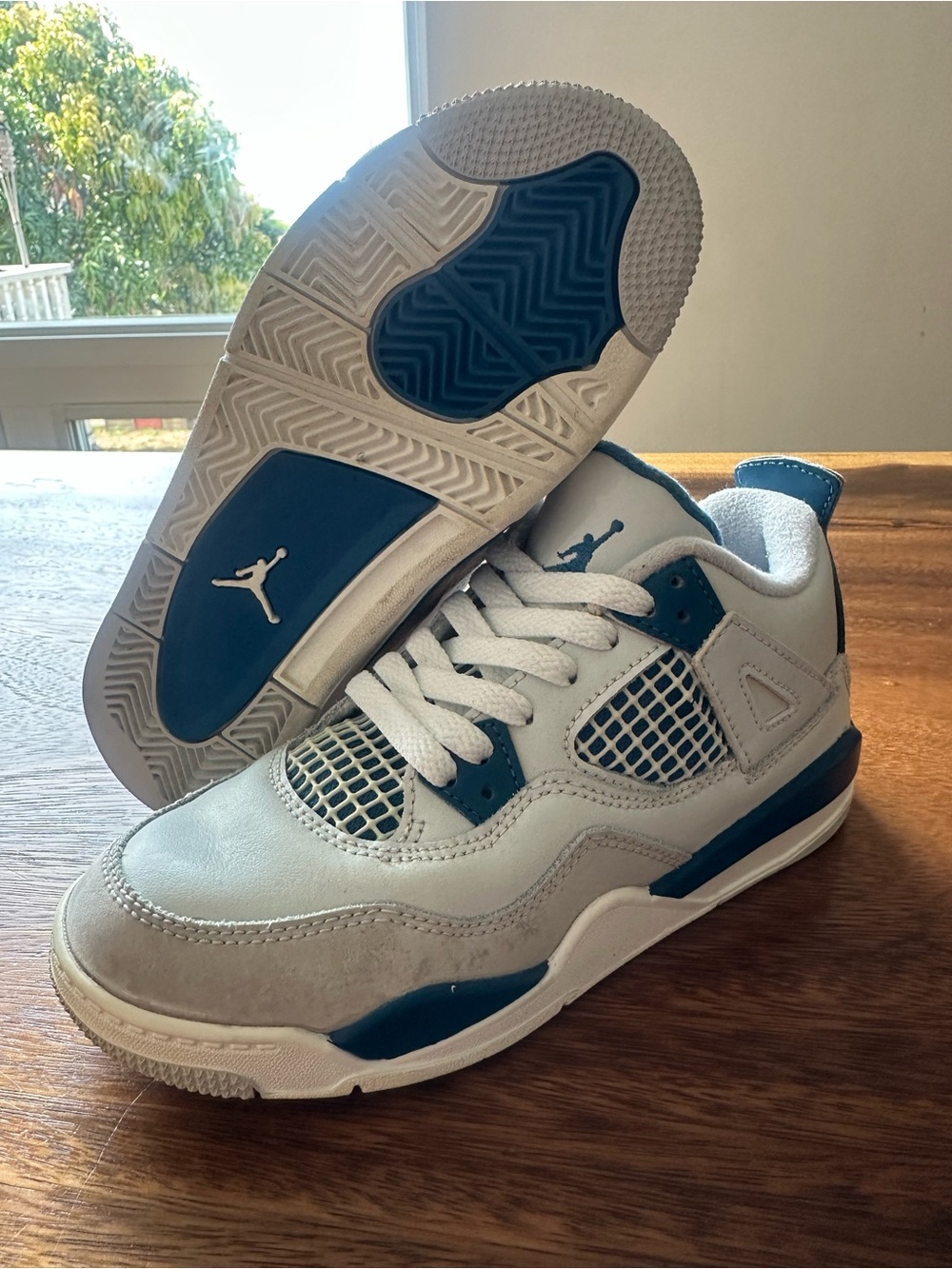 Nike Air Jordan IV 4 Retro Military Blue BQ7669-141 Unisex Kids Size 1Y Casual